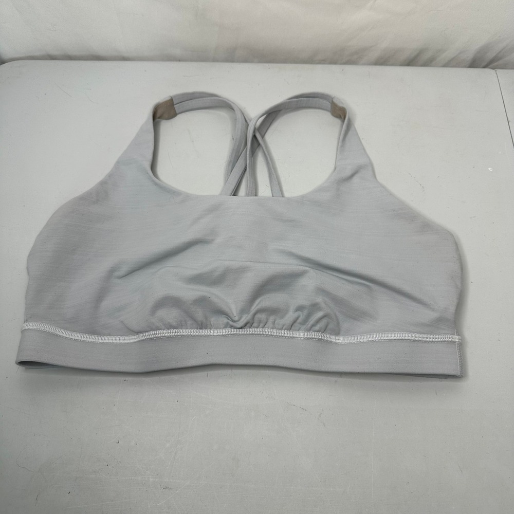 Lululemon Free To Be Serene Bra Light Grey Strappy Back Yoga Sports Bra Size 12